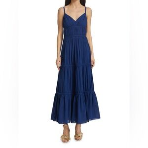 NWT Trina Turk Gemma tiered navy maxi dress